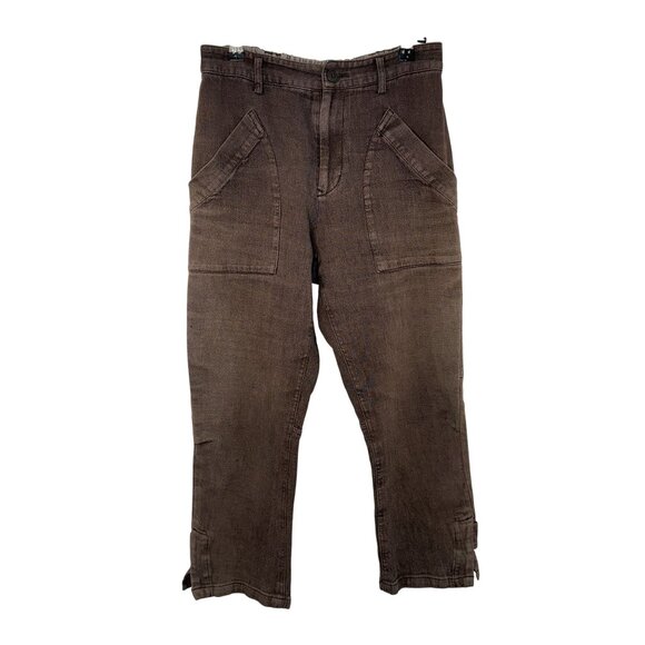 Plantation Pants - PLANTATION by ISSEY MIYAKE Brown Workwear Style Pants With Pockets & Buttoned Cu